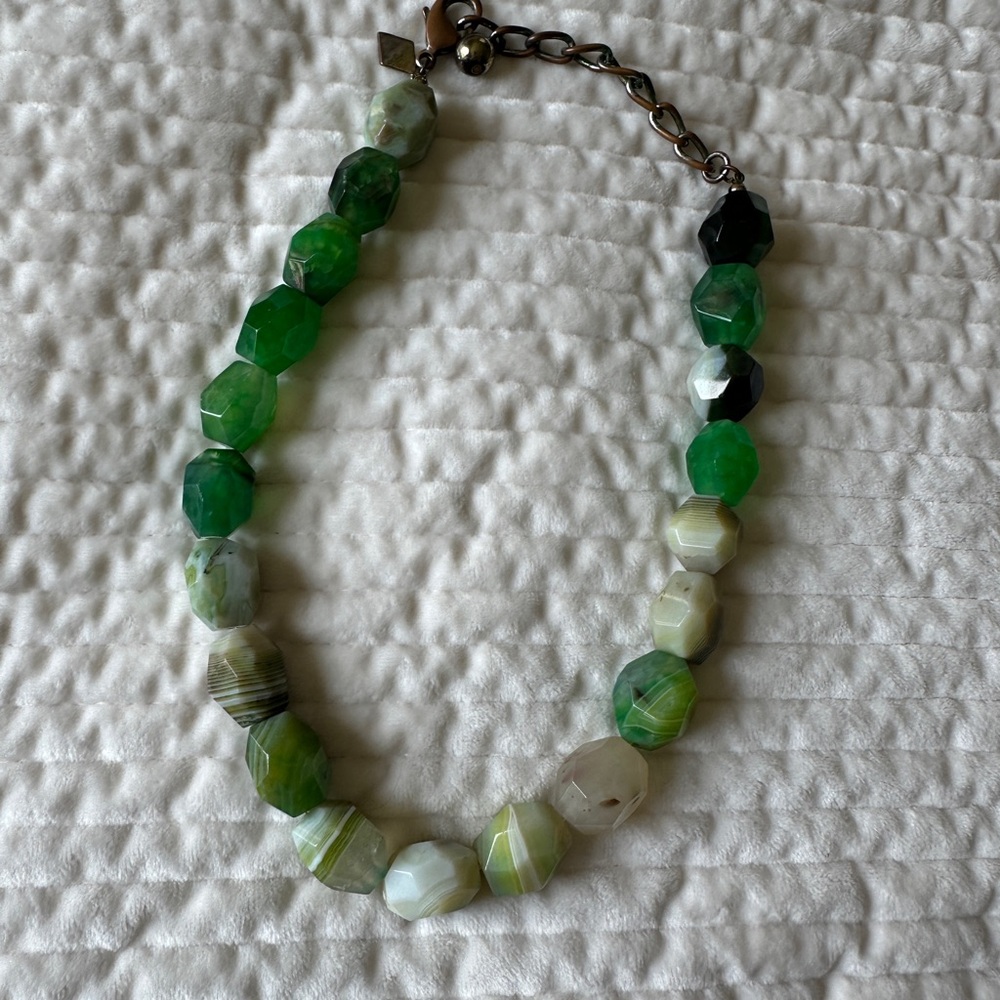 Green and White Beaded Necklace -Sequin brand